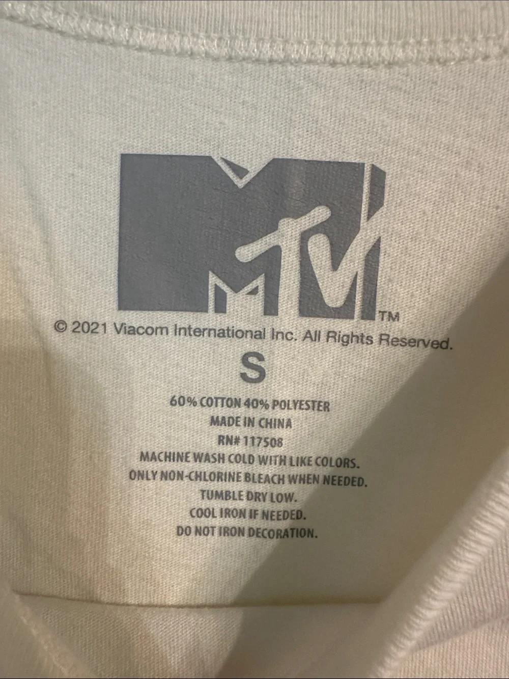MTV Cream Tee with Red Floral Logo - Picture 2 of 5